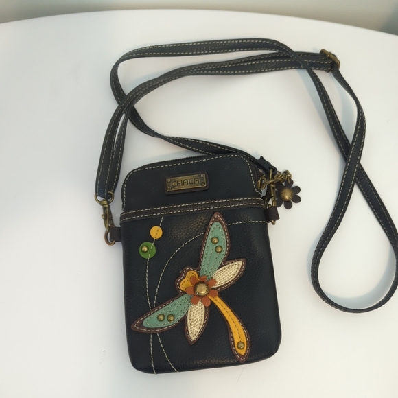Chala Black Crossbody Bag with Colorful Dragonfly - Picture 1 of 4